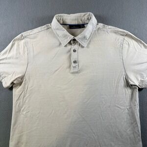 Marc Anthony Mens Beige Slub Knit Short Sleeve Polo Shirt Size M Tan Casual